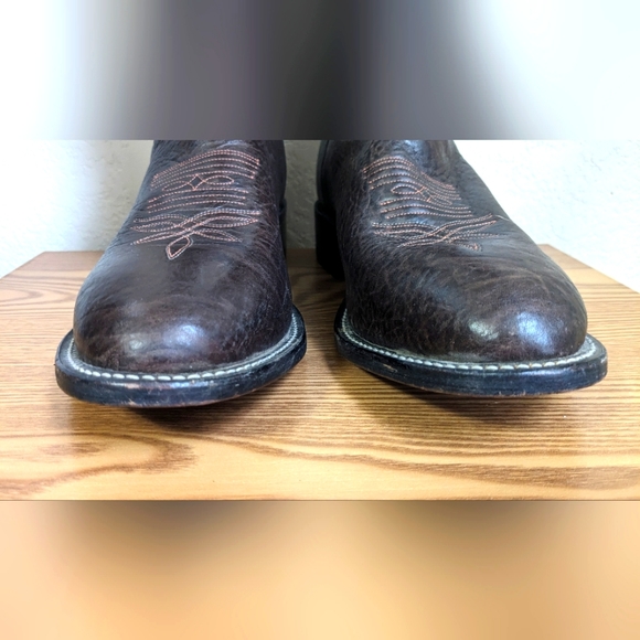 Tony Lama Men's Shrunken Shoulder Brown Leather Cowboy Boots CT2032 Size 8.5 D - Picture 5 of 13